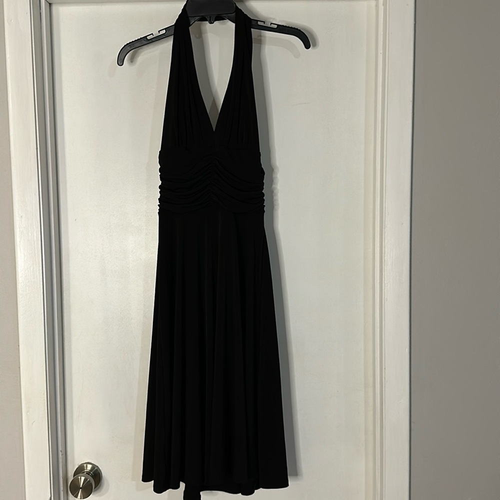 Women’s tea length black halter dress size XS
